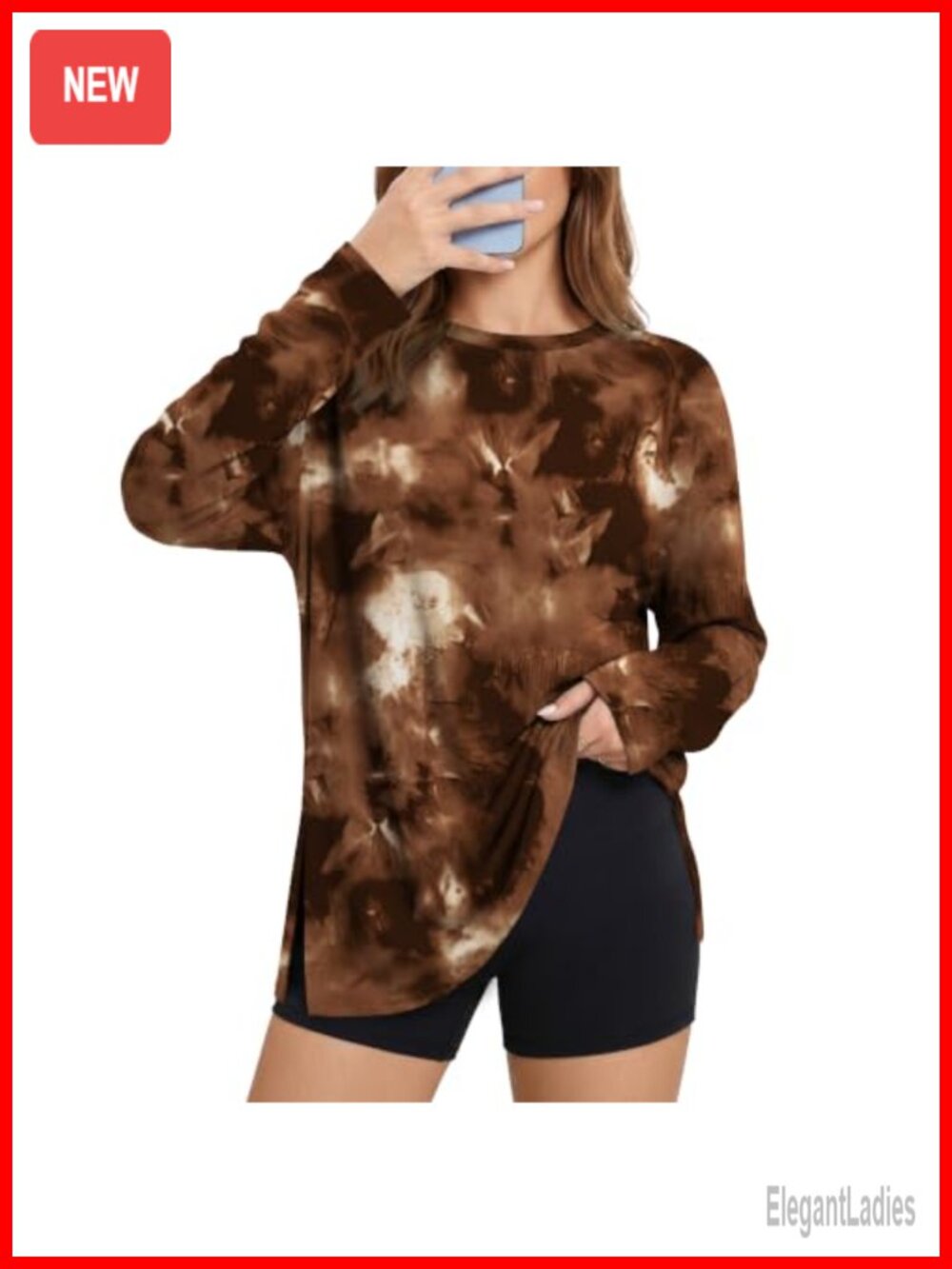 Women's Oversized Long Sleeve Crew Neck Tunic Tee
